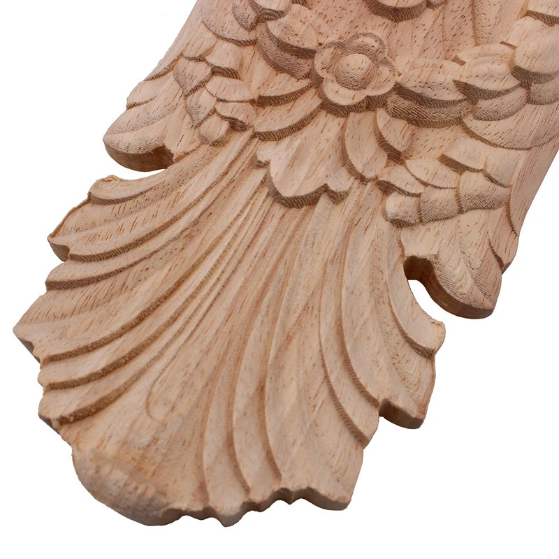 VZLX Woodcarving European Solid Wood Decals Flower Furniture Decoration Accessories Door Flower Corner Flower Head Home Decor