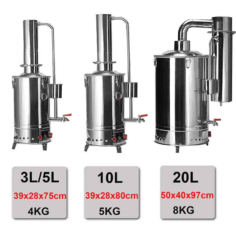 3L-20L литров нержавеющий медицинский/домашний/лабораторный дистиллятор чистой воды фильтр очиститель электрический набор для варки w/контроль воды/нормальный тип