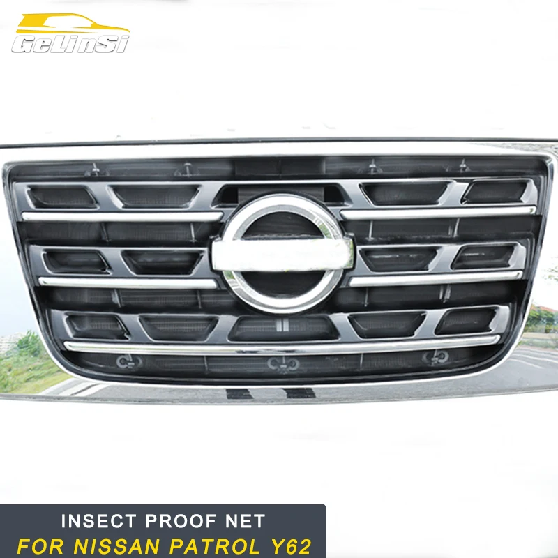 

GELINSI Insect proof net Car Insect Screening Mesh Front Grille Insert Net for Nissan Patrol Y62 special accessories Car