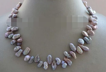 

08151 18" Genuine Natural 13mm Baroque Purple Reborn Keshi Petal Pearl Necklace