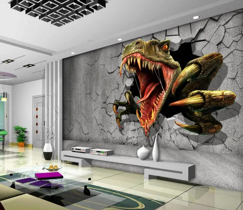 Beibehang 3D обои 3D кирпичная стена остаточная стена динозавр Юрского периода серый ТВ фон гостиная спальня Фреска papel де parede