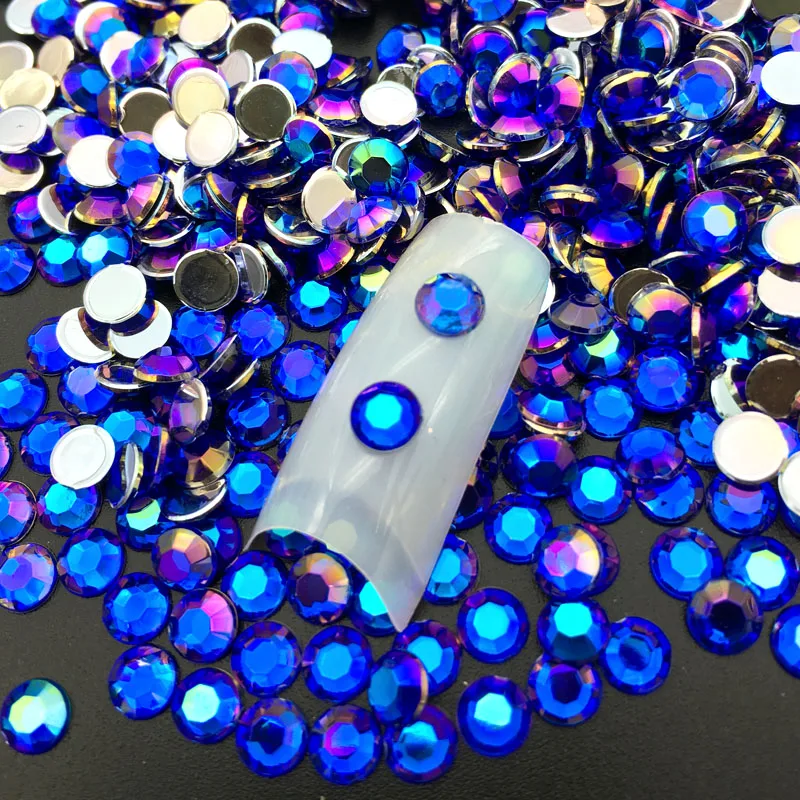 60pcs/pcak Colorful 5MM AB Mixed Color Nail Art Rhinestones Crystal Acrylic Round Glitter DIY Nail Decorations