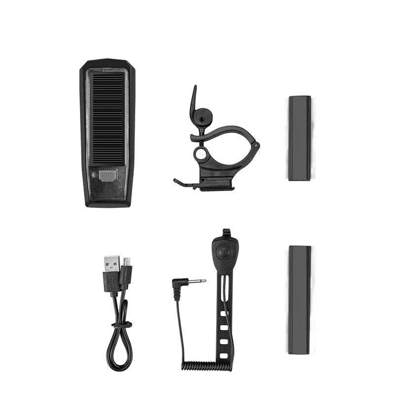 Sale ROCKBROS USB Rechargeable Bike Light Headlight IPX4 Waterproof Solar Energy Bicycle Front Light with Bicycle Bell 120 dB 5