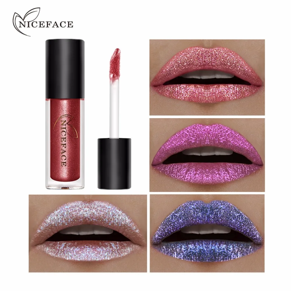 Бренд NiceFace цвет губ 6 шт./лот металлический Жидкий блеск для косметический