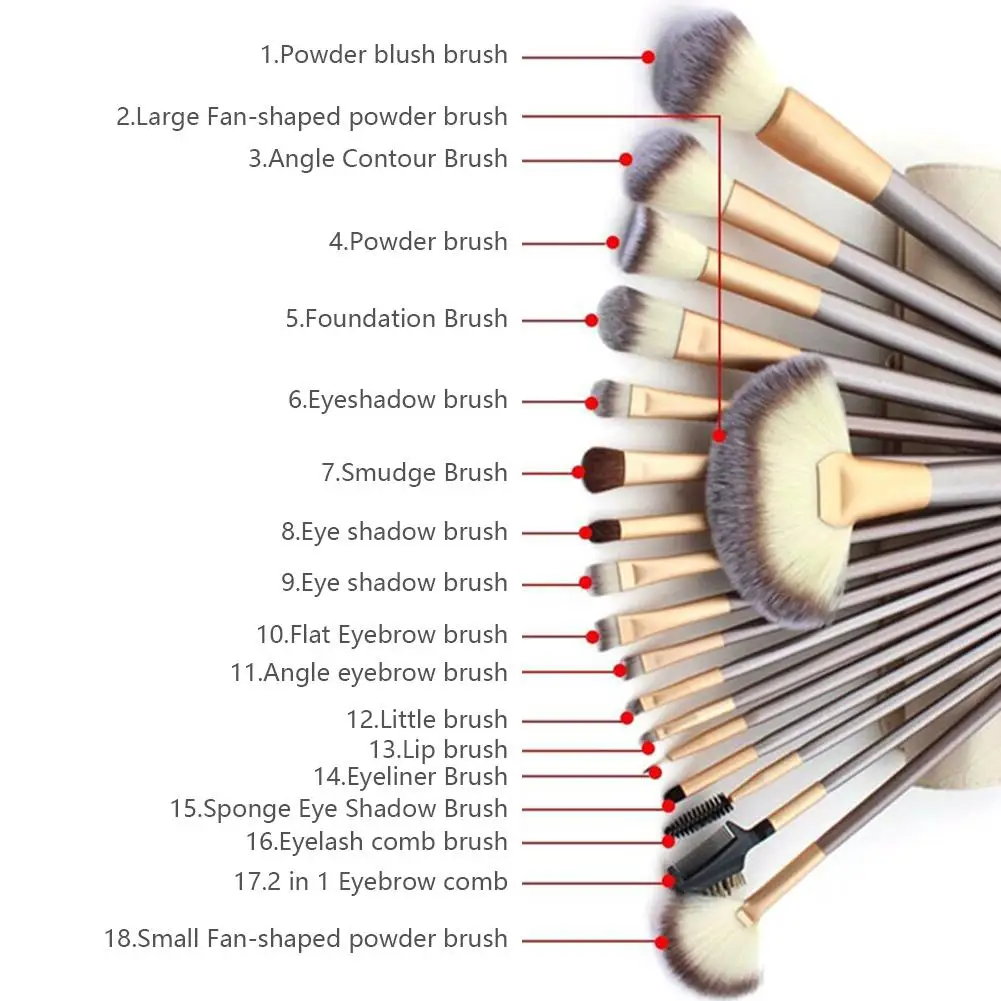 18 шт. набор кистей для макияжа красота персидское волокно бежевый высококачественный набор кистей для макияжа для женщин принадлежности для макияжа