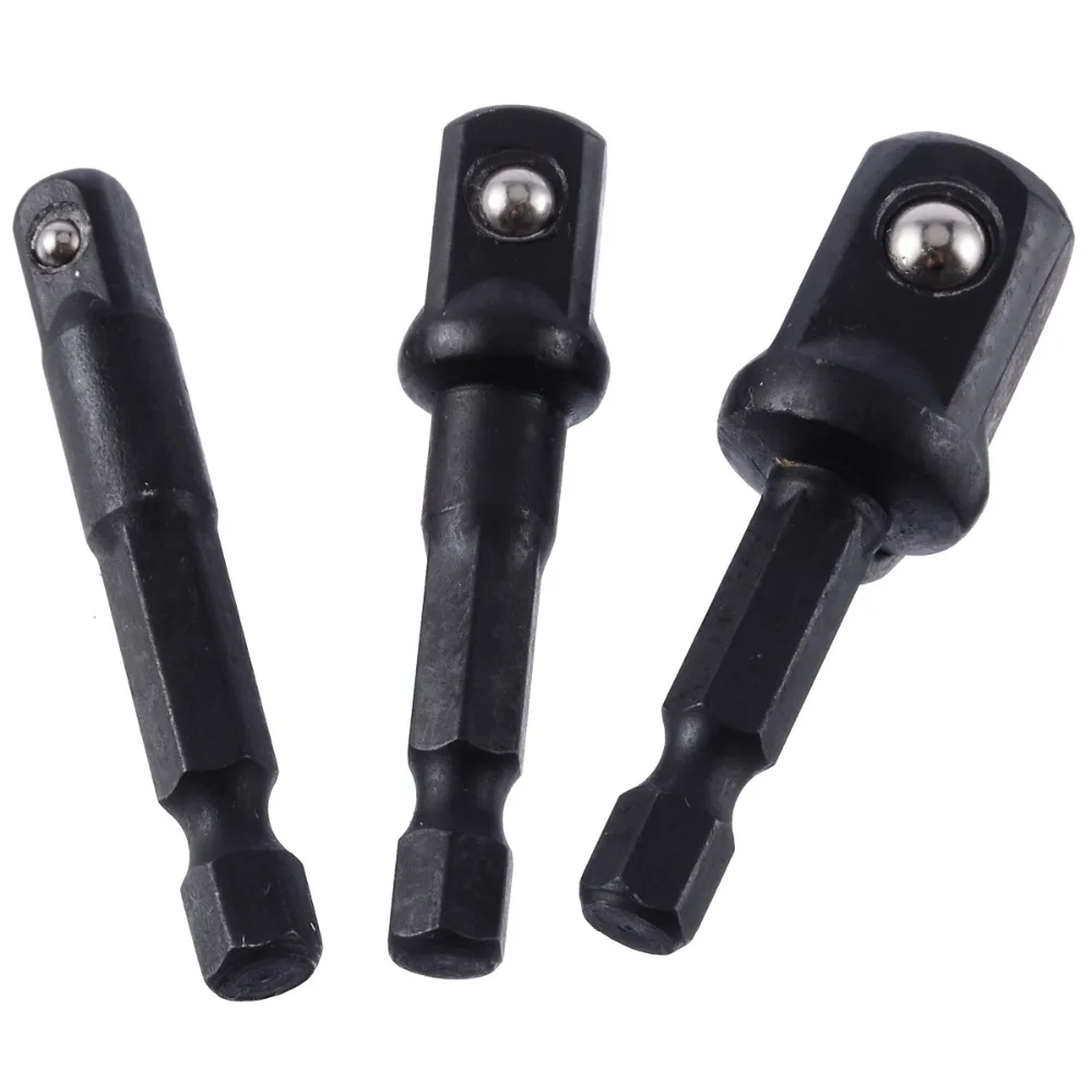3pcs Socket Adapter Set Hex Shank 1/4" 3/8" 1/2" Extension Drill Bits Bar Hex Socket for Power Tools 3pcs Socket Adapter Set Hex Shank 1/4" 3/8" 1/2" Extension Drill Bits Bar Hex Socket for Power Tools