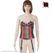 Sexy Latex Corsets suspenders Rubber Bustier Gummi Corsage bodice Fetish Bondage girdles corselette Waspie Basque Waist Lingerie