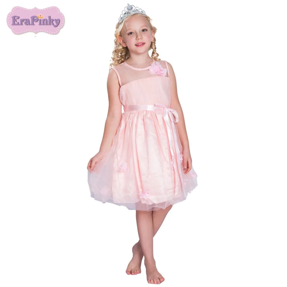 

Erapinky High Quality Pink Princess Dress Flower Mesh Sleeveless Girls Dress 2018 New Arrival Summer Children Christmas Costumes