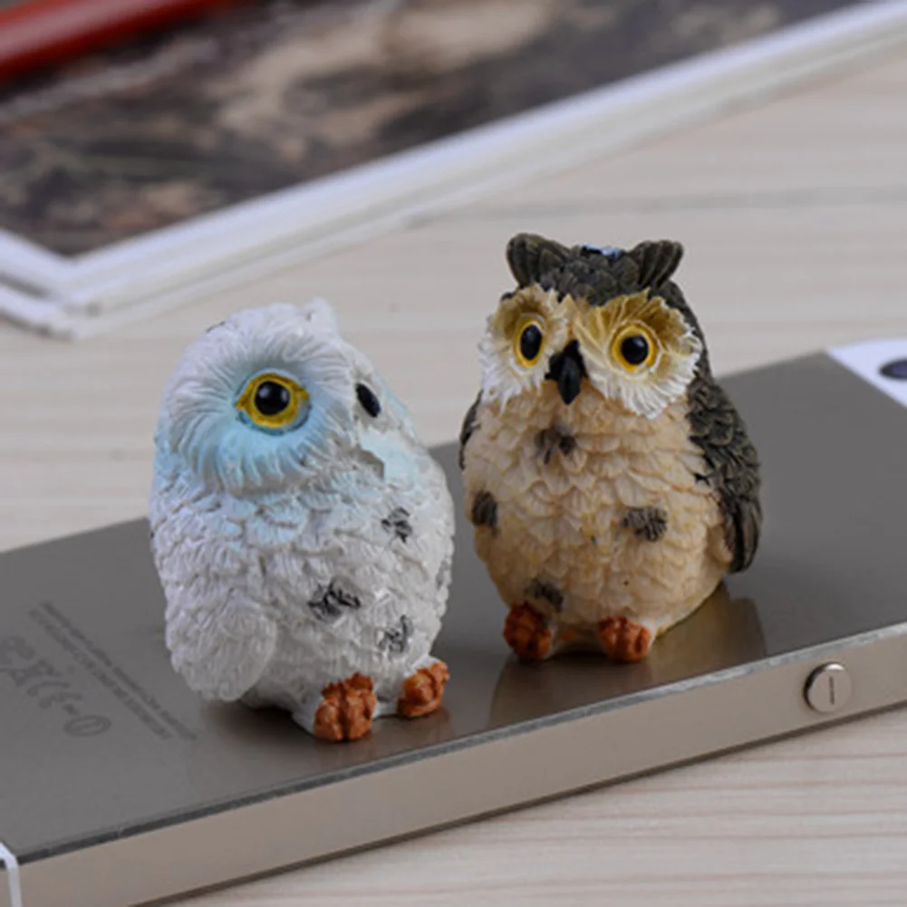 4 шт. милое миниатюрное садовое украшение в виде совы фигурка из смолы горшки для