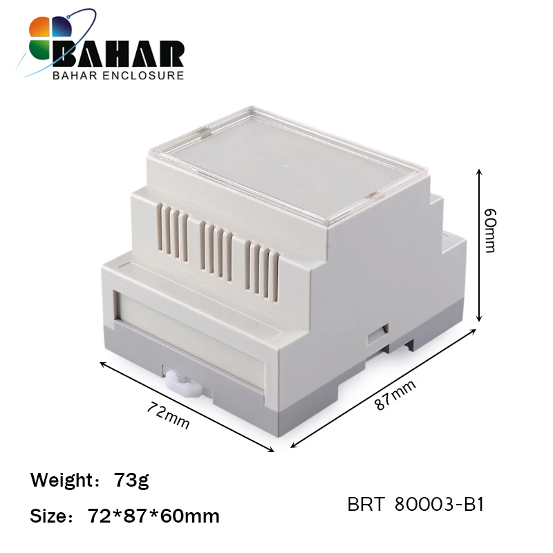 

100PCS/lot din rail plastic enclosure abs electronic project cases diy din rail box wire junction box custom plc box 87*72*60mm