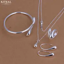 Фабричная цена! высшего качество золото/серебро Цвет капли дождя/капли 925 штамп ювелирные наборы цепочки и ожерелья Браслет Серьга-браслет кольцо