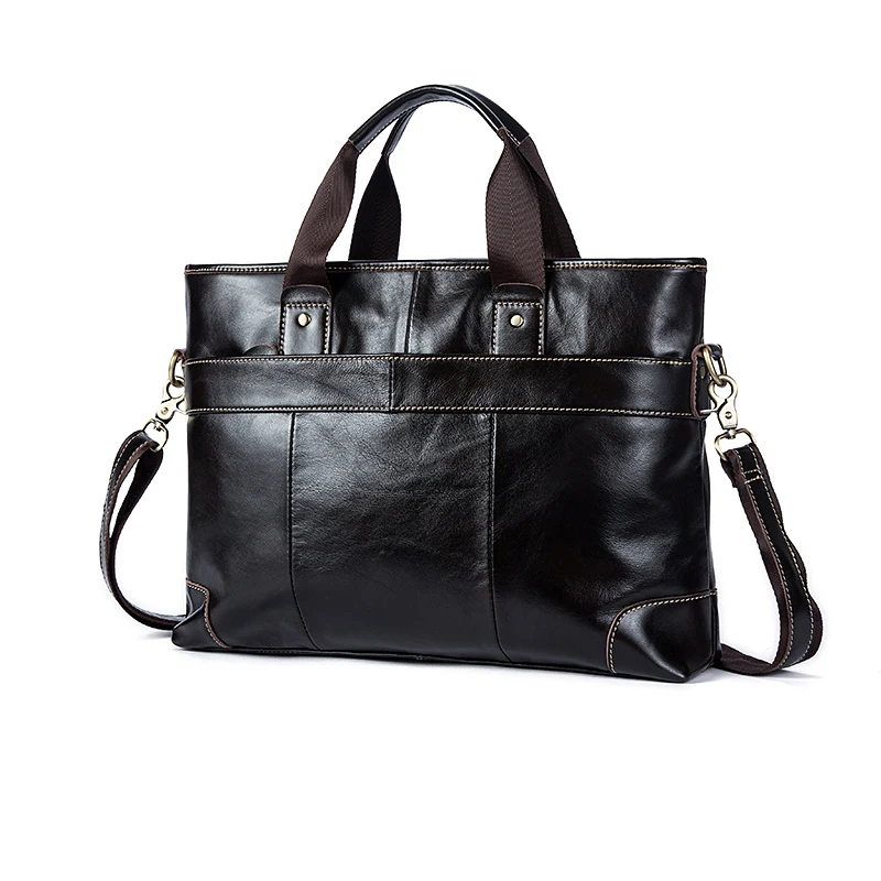 Men's 100 genuine leather briefcase real leather laptop tote bag Cow