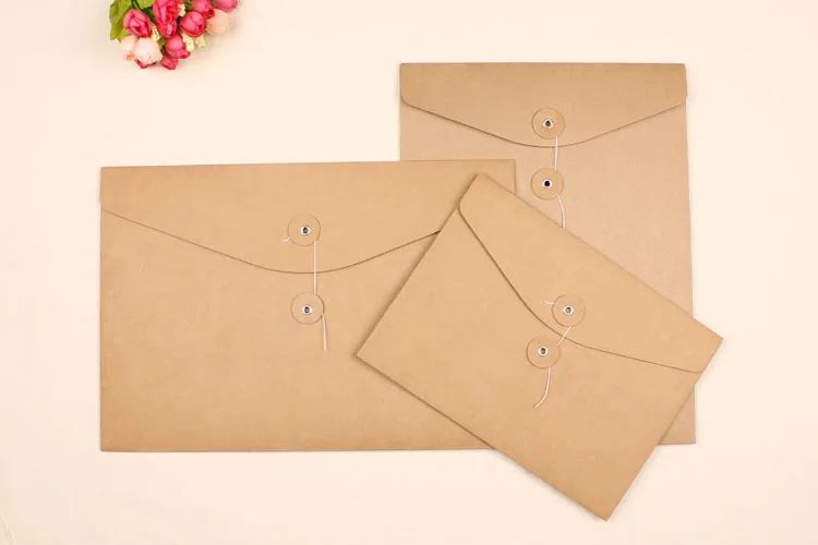 A4 A5 Kraft Paper document bag file holder button envelope in File Folder from Office & School