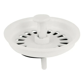

Food Waste Stopper Spin Lock Sink Drain Strainer 3.1" Dia White Black Plastic