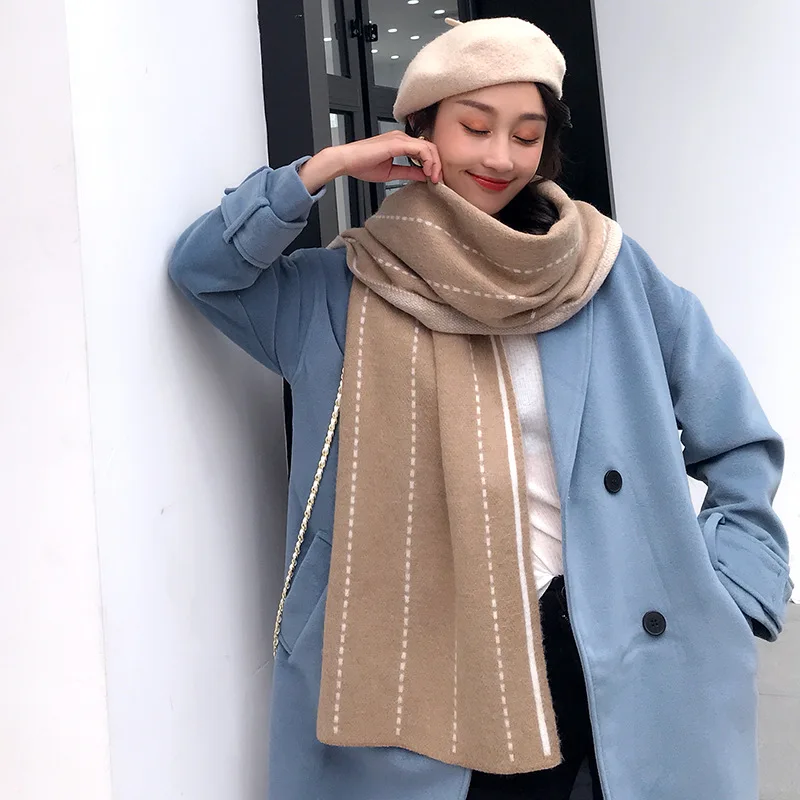 Зимний женский шарф толстый теплый кашемировый длинный шарф 200 см* 40 см модный и элегантный шарф