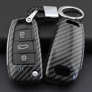 

Car-Styling Auto Carbon Fiber Key Cover Shell Case Key Case Fob Bag Holder ABS Hard Shell Cover Parts Fit For 2011-2018 Audi A1