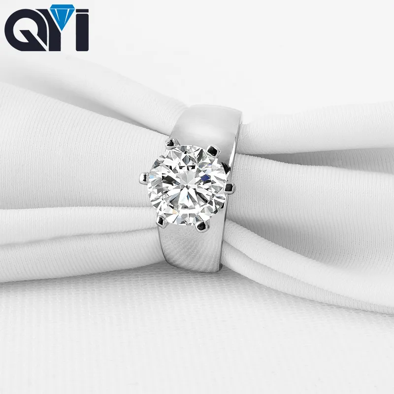 Мужские обручальные кольца QYI 3 ct Halo в подарок из стерлингового серебра Круглый