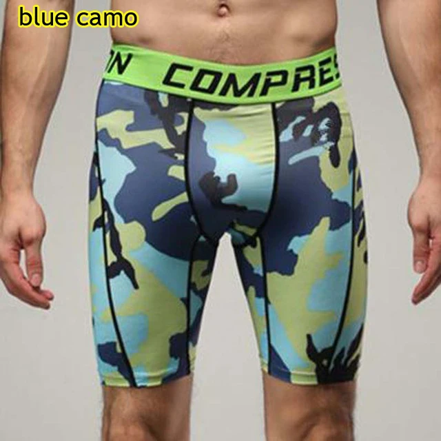 NEW 2019 Summer Active high stretch compression bodybuilding sweat breathable skinny tight quick dry Camoflage Men Safety shorts