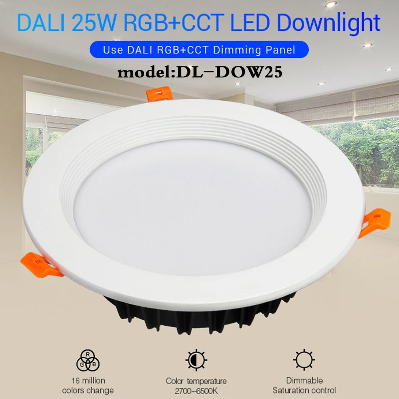 

MiBOXER DL-DOW25 DALI 25W RGB+CCT Indoor LED Downlight AC100-240V 2700K~6500K Compatible with DALI panel dimmable range 0~100%