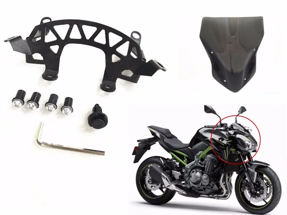 

Motorcycle accessories for Kawasaki windshield bracket Z900 2017-0218 new high quality front windshield windshield with bracket