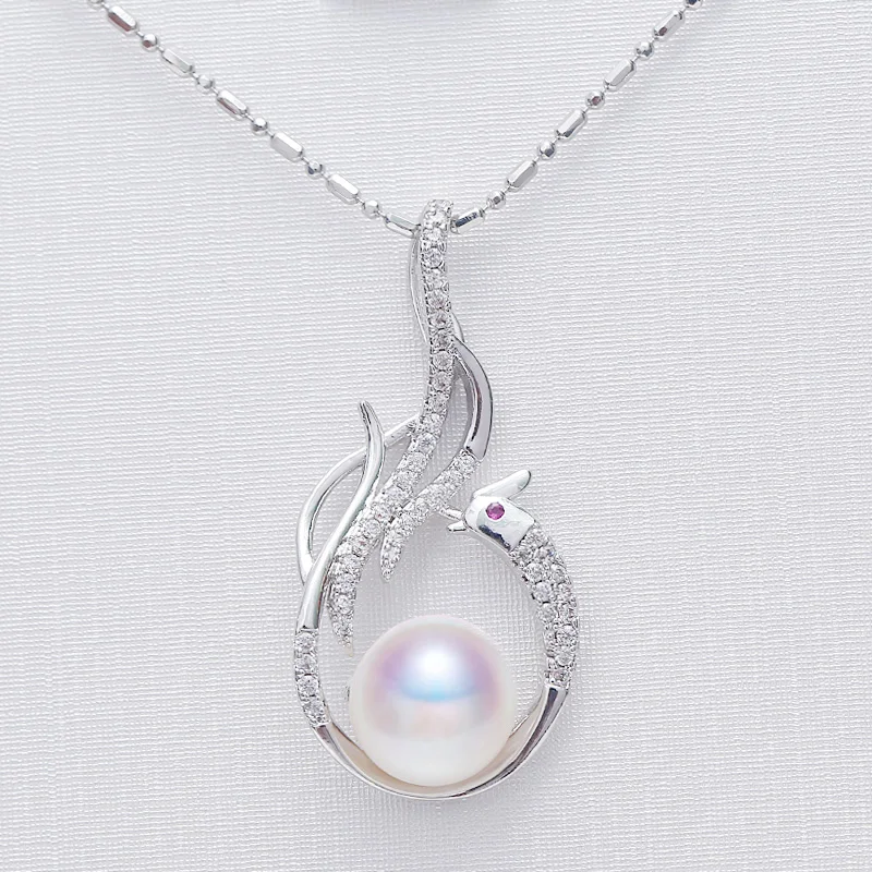 Unique Natural Pearl Phoenix Pendant Necklace, 9-10mm Freshwater Pearl, Fine Jewelry, 925 Silver Pendant Gift For Women