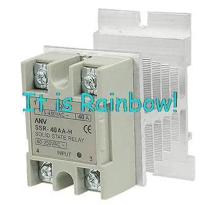 

Free Shipping AC to AC Single Phase SSR Solid State Relay 40A 80-250VAC 75-480VAC w Heat Sink