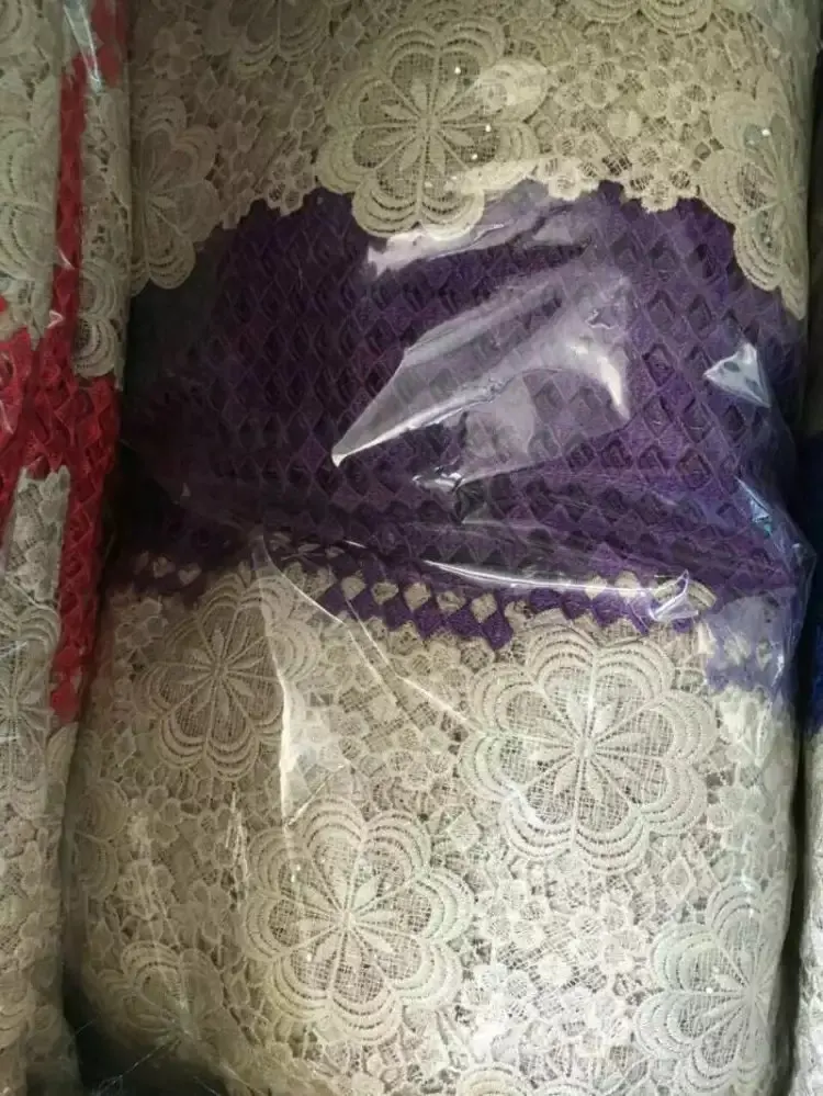 African cotton guipure lace fabric quality embroidered water soluble purple !SHA1-3 | Дом и сад