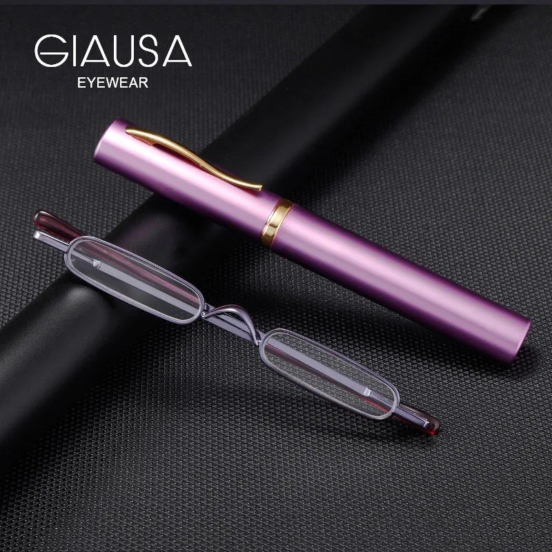 

Reading Glasses Pencil Case Women Men Rectangle Metal Frame Ultra Light Eyeglass Readers Presbyopic Diopter 1 1.5 2 2.5 3 3.5 4