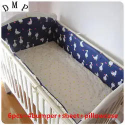 Акция! 6 шт. детские кроватки постельных принадлежностей прекрасное животное кроватке бампер набор cot Простыни бампер, включают (бамперы +