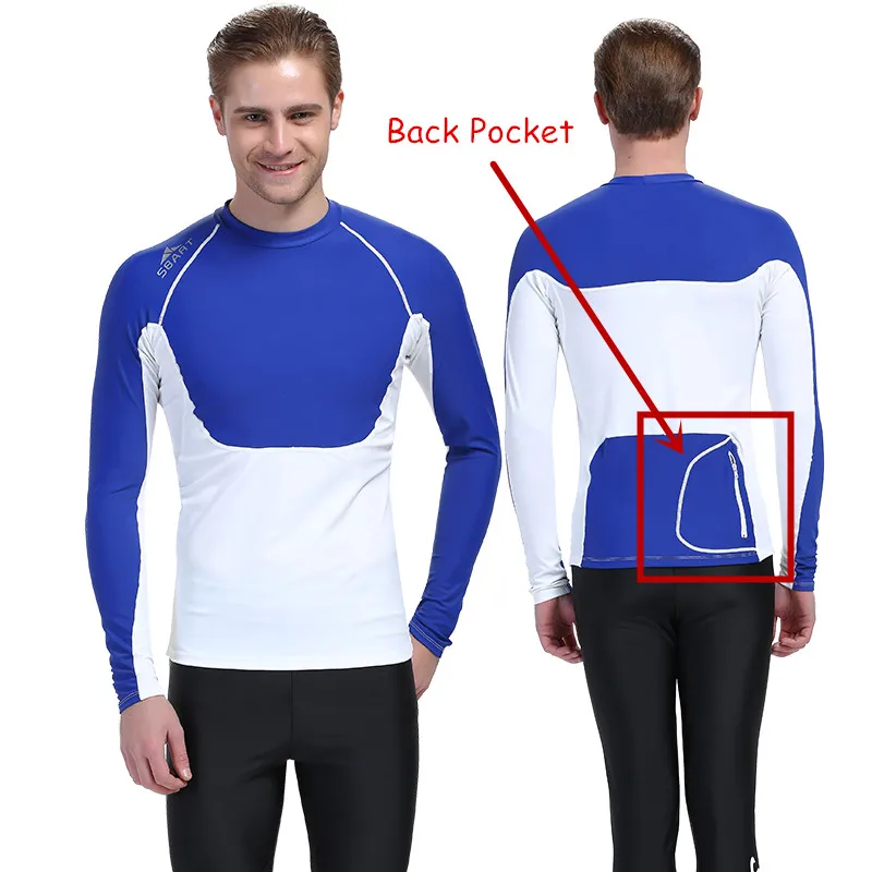 

SBART Lycra Wetsuit Men Rashguard Jacket Long Sleeve Surfing Swimming Rash Guard Top Anti UV Tankinis Triathlon Shirt Men Top L