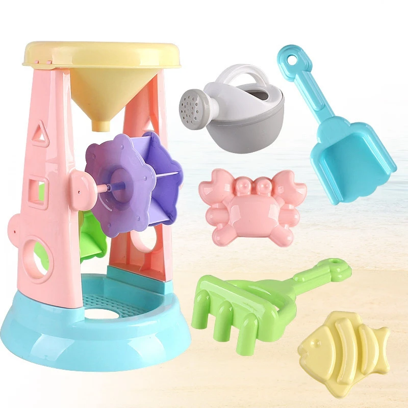 Детский Набор для игры на пляже, песочные часы, Пляжная форма, лопатка для песка, набор инструментов, игрушка-песочница, детские игрушки на