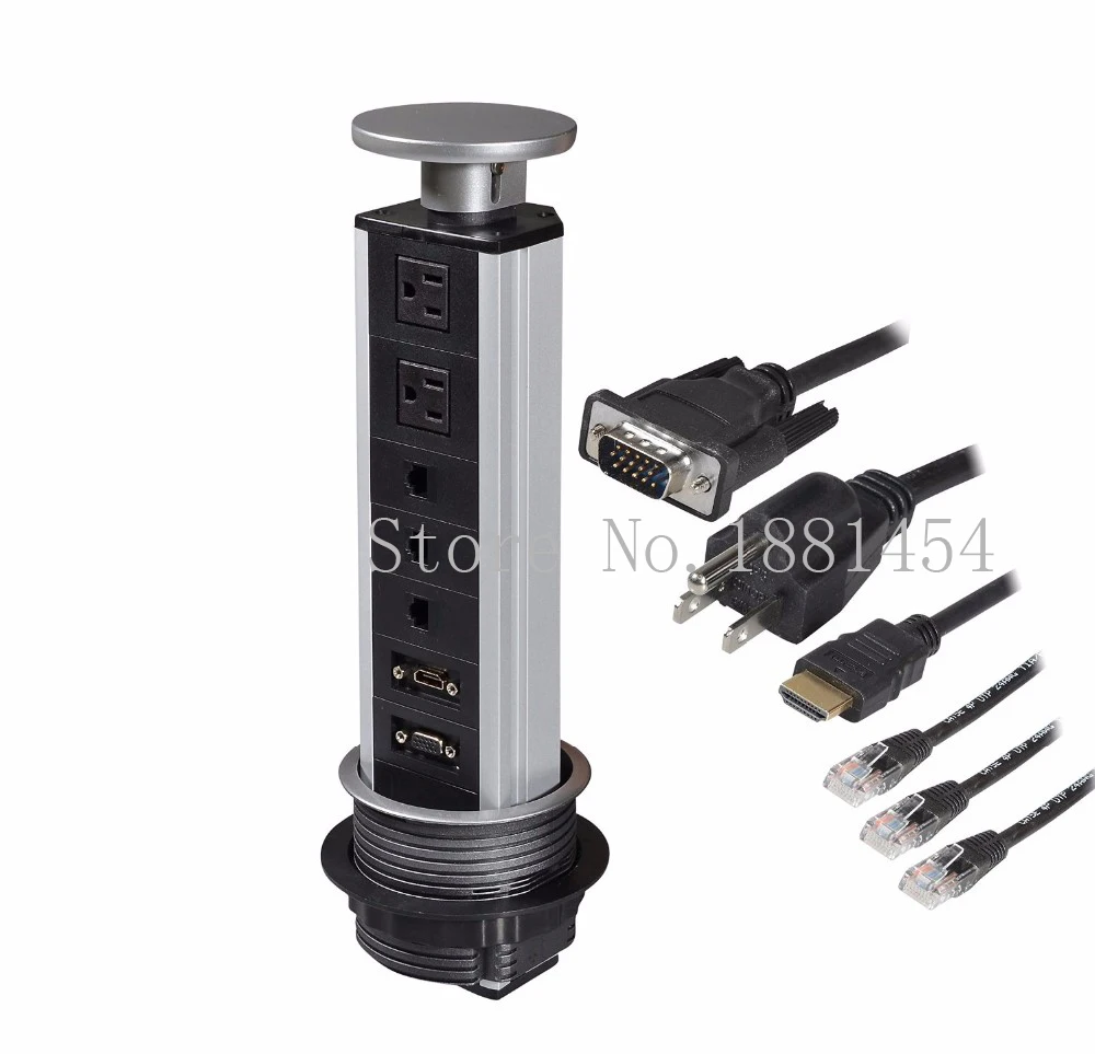 Tabletop Power Data Center Pulling Pop Up Power Socket 2 US Plugs 3 RJ45 Ports DHMI +VGA PTabletop Safe Hidden Outlet with 110-2 Tabletop Power Data Center Pulling Pop Up Power Socket 2 US Plugs 3 RJ45 Ports DHMI +VGA PTabletop Safe Hidden Outlet with 110-2