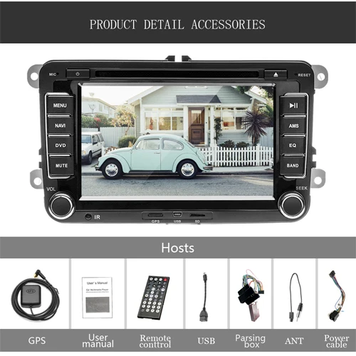 AMPrime 2 Din " автомобильный dvd-плеер для VW/Volkswagen/Passat/POLO/GOLF/Skoda/Seat с gps навигацией Aux карты 2din Автомобильная Навигация - Цвет: Radio only