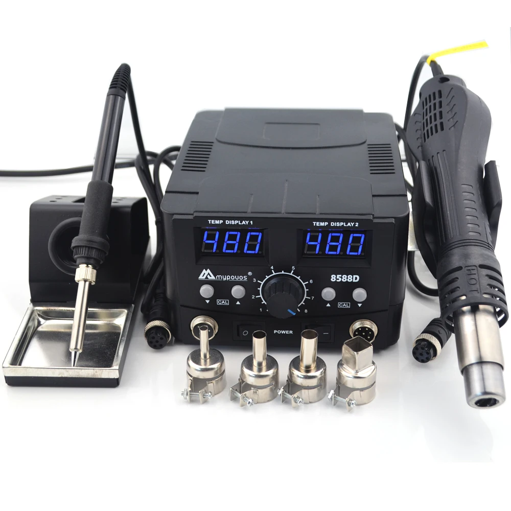 Kopen 2 In 1 800W Led Digitale Soldeerstation Heteluchtpistool Rework Station Elektrische Soldeerbout Voor Telefoon Pcb ic Smd Bga Lassen