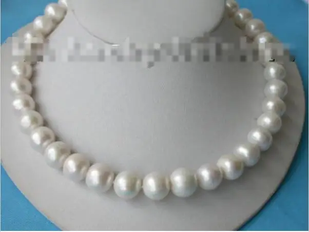 

FREE SHIPPING>>>@@ > Hot sale new Style >>>>>Genuine 13mm 17" round white freshwater pearl necklace j6024