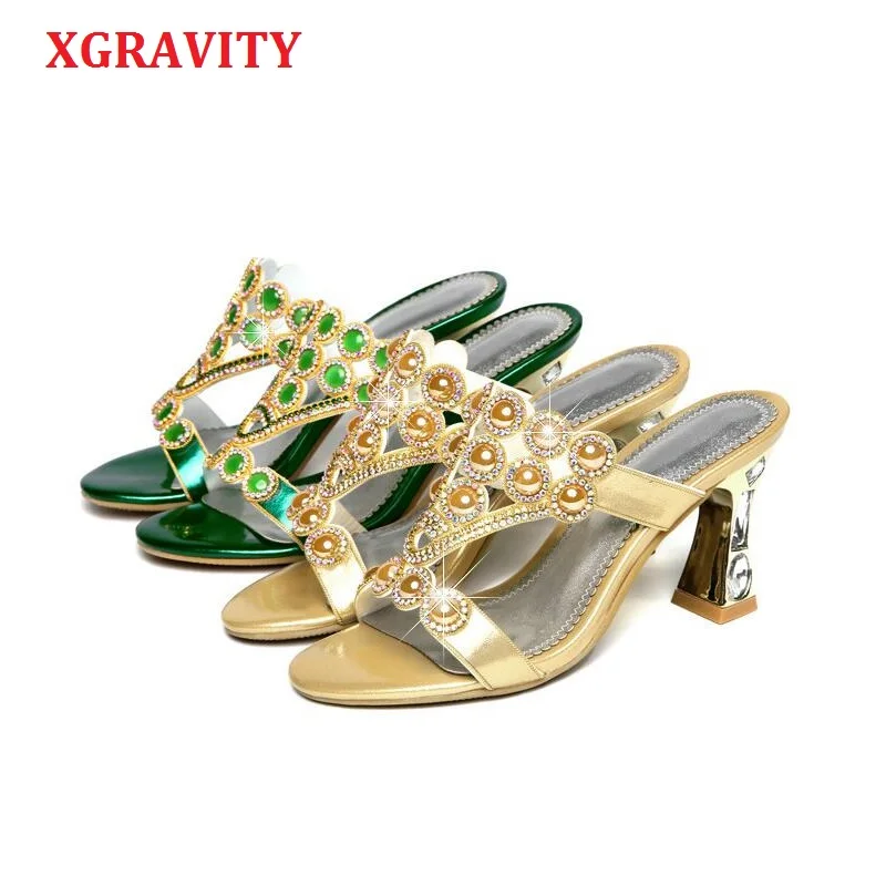 

XGRAVIT New 2021 Agate Ladies Casual Dress Shoes Sexy Crystal Carnelian Design Women Footwear Hot Ladies Flip Flop Slippers C265