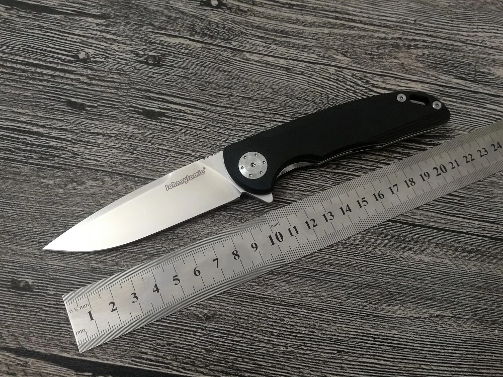 Складной нож JohnnyJamie Persici 1010B ручка из черной стали G10 лезвие D2 шарикоподшипник
