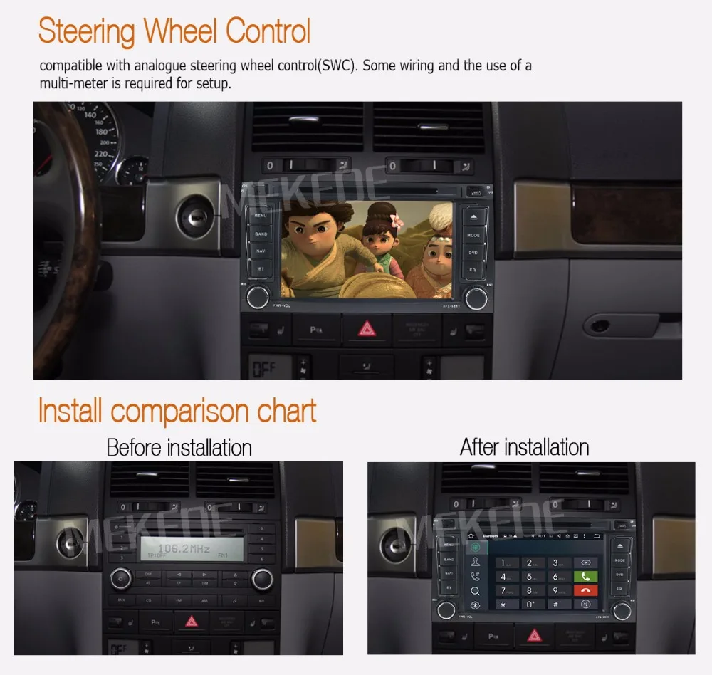 Sale 2din 7inch Android8.1 Quad-core Car multimedia dvd player gps navigator for VW Touareg Multivan T5 (2002-2010) car radio BT ipod 10