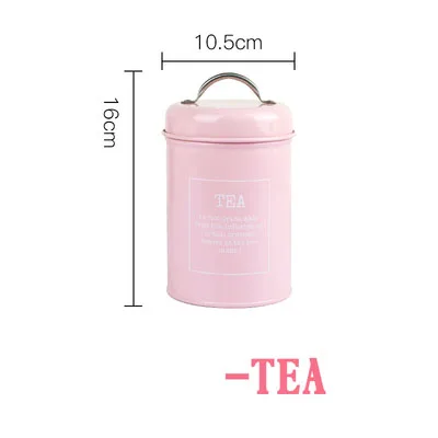Кухонная герметичная железная коробка для чая, кофе, сахара, банки для хранения, Скандинавия, конфеты, круглая металлическая герметичная банка, контейнер для сухого молока, бутылка - Цвет: Pink TEA