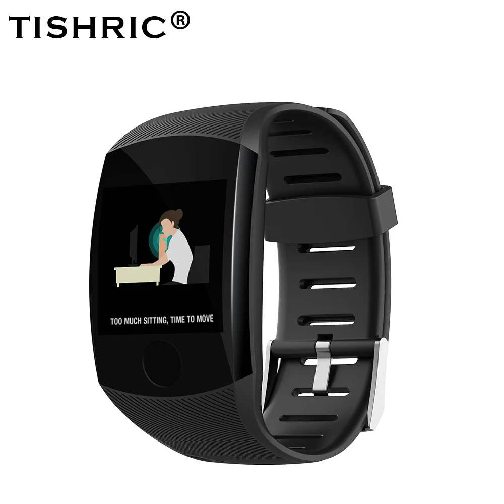 TISHRIC Q11 Смарт-часы Водонепроницаемый Фитнес-браслет монитор сердечного ритма сенсорный экран OLED Pulsera Inteligente трекер активности - Цвет: TSR502-Black