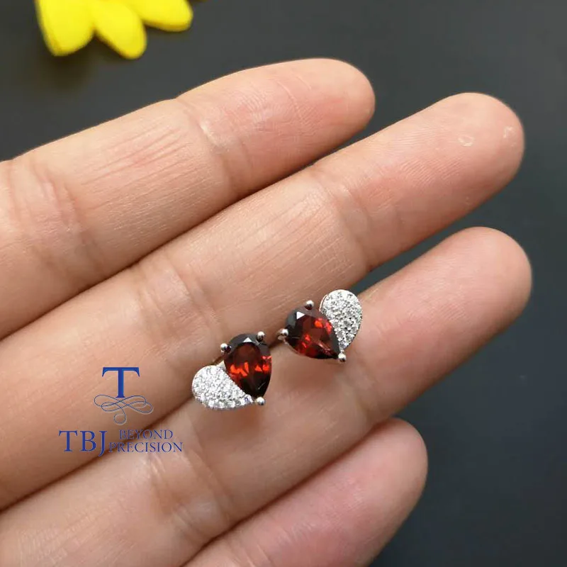 TBJ, 925 серебряные серьги с натуральным с гранатом Мозамбик pe5* 7 1.5ct, nautral Гранат Серьги для женщин с подарочной упаковкой