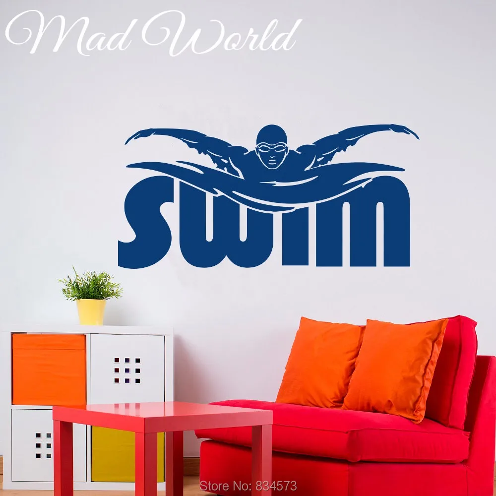 Mad World Swim Swimmer Swimming Pool Sport Wall Art Stickers Decal Home