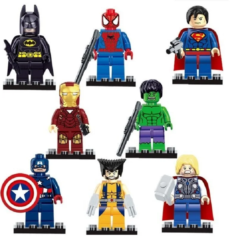 

1 PCS Superhero Style Building Block Toy America Super Heroes Ironman Spiderman Superman Mini Bricks Toy For Children's Gifts