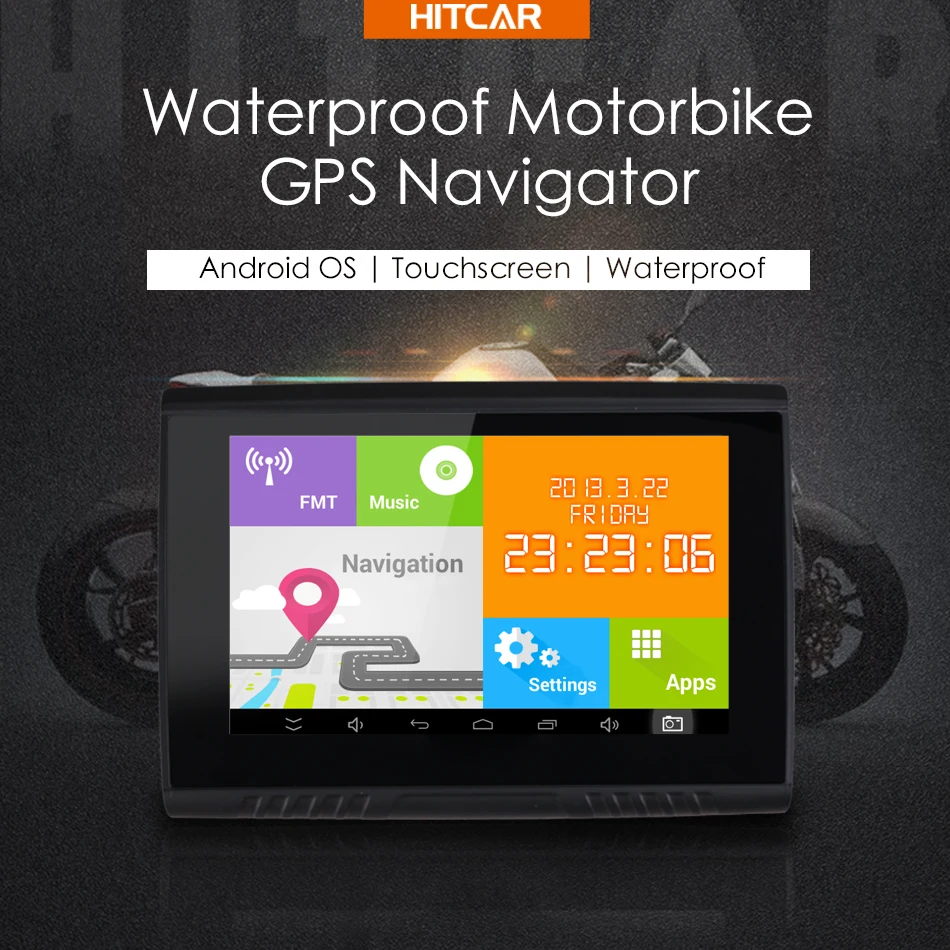 

5 Inch Android OS Touch Screen Bluetooth FM Transmitter GPS Navigator Tablet IPX5 Waterproof for Car Motorcycle Bike