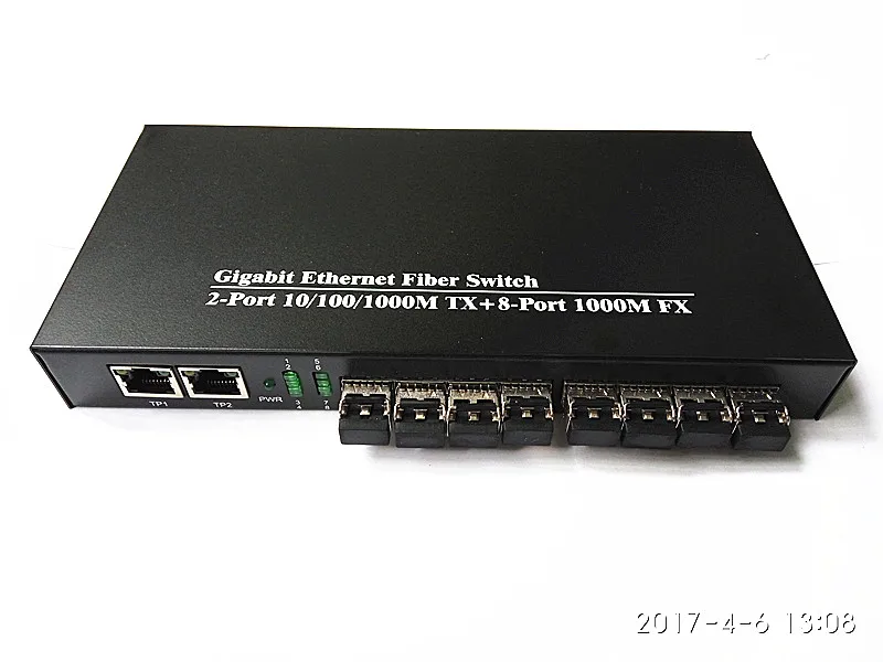 10 портовый гигабитный волоконный коммутатор с 2 портами RJ45 + 8 sfp сетевой 4 парой