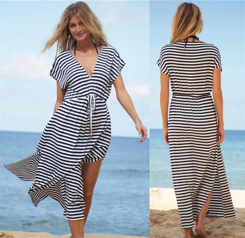 Sarongs For Beach Cover Up Tunics Large Size Women Wear Womens Plus 2019 Chiffon Stripes High 