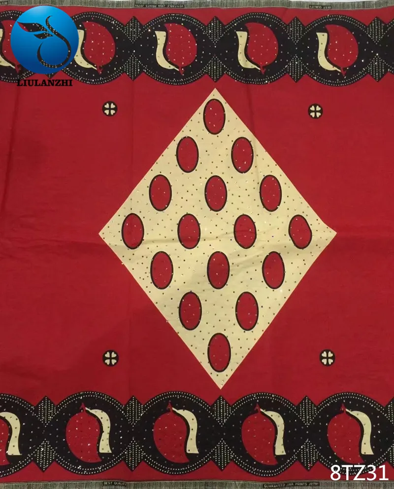 LIULANZHI 6Yards red african Java wax fabric for women dress 2017 high quality cotton with stones 8TZ06-8TZ31 | Дом и сад