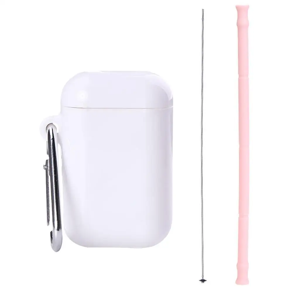 

Reusable Foldable Straw Stainless Steel Collapsible Drinking Straw silicone Folding Straws With Brush And Case 20cm Eco Friendly