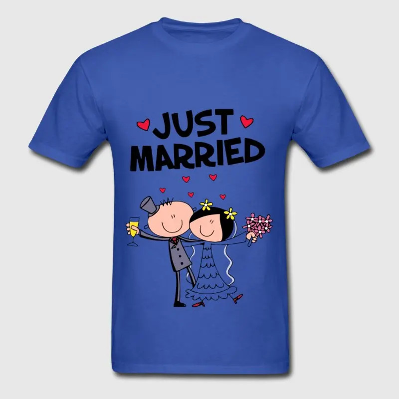 Фитнес Для мужчин футболка Одежда высшего качества Just Married Футболка короткий