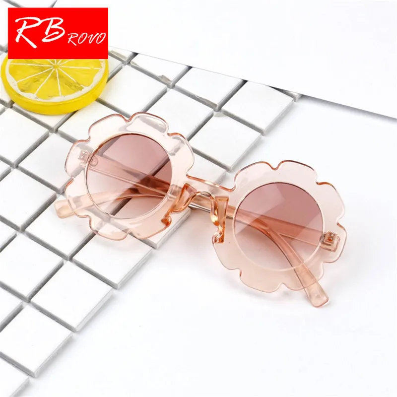 

RBROVO 2018 Flower Silica Gel Sunglasses Children Travel Outdoor Sun Glasses Candy Color Goggles Street Beat Oculos De Sol UV400